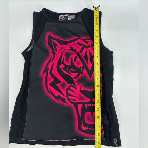 Plein Sport Equipment Phillip Plein Pink Black Lace Raw Hem Tank Size Small - Picture 7 of 8